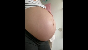 9 months pregnant sfw tease