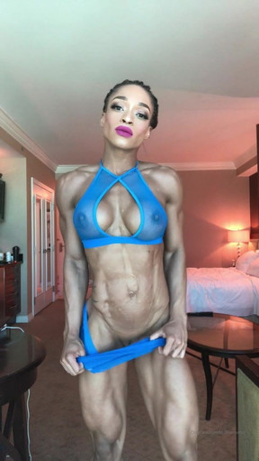 Solo ebony fbb teases in see-through lingerie