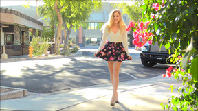 Blonde amateur MILF Winter takes off her summer dress in public