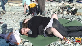 Russian couples fuck at the real hot beach
