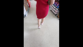 Step mom lift up mini skirt and fucked hard by step son in supermarket