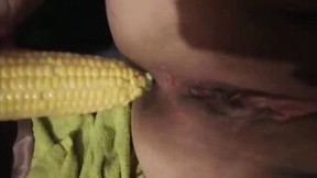 Chubby butt pounded with corn