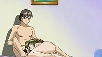 Hentai teen dildos her ass while riding cock