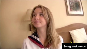 Slutty Student Sunny Lane Gets Tiny Twat Noodled By Asian!