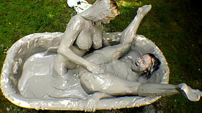 Brittany and Anabelle mud tub friends