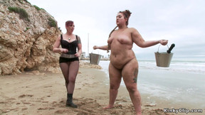 Supersized Big Beautiful Women bitch takes lezom on the beach