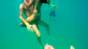 Lustful amateur teens indulge in underwater sex action