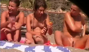 Naturist women nude on candid beaches