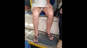 thief public peeping for student girl in white panties in the warm bus in rush hour