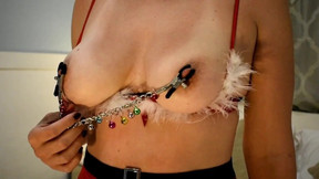 Jingle bells special - buttplug, clamps with bells on nipples and pussy