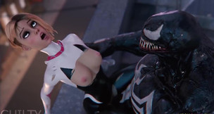 3D PORN - Spider Gwen Creampied by Venom on Roof