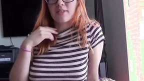 Nerdy redhead girl with glasses has her hairy cunny stuffed POV style