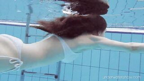 White swimsuit with tattoos Hot Roxalana Cheh underwater