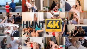 HUNT4K. Prague girl in beautiful red dress takes it off for cash with dads permission
