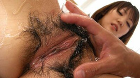 Japanese doll Aki Ninomiya gets her hairy puss filled with lad