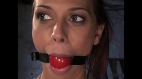 Bound, gagged and drooling cunt Rachel Starr gets brutally spanked and spinned around