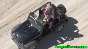 Jeep sex filmed by drone