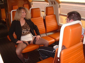 French MILF seduces guy in train