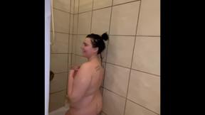 Stepbrother walks in on chubby step sis taking a shower and fucks her on the bathroom floor
