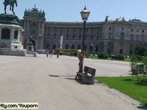 Naked german girl has fun in streets