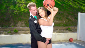 Abella Danger seduces her coach while practicing basketball