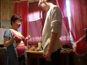 Mom and boy in the kitchen