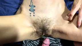 Skinny tattooed Becky with hairy pussy creampie quickie