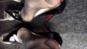 Stomp pedal with slippery Christian Louboutin high heels