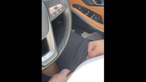 Step mom help step son pulled out cock from pants making a Great handjob until cum on steering wheel