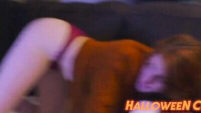 Pale hottie captured by a guy in a Michael Myers costume and pounded rough