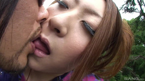 Outdoor blowjob by adorable Japanese wife for a lucky stranger