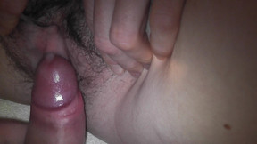 Masturbation and cumshot on hairy pussy close-up