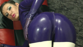 purple and white suit and stockings - all latex