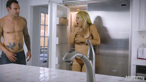 Fantastic bosomy wife Sarah Vandella gets too horny in the morning and sucks dick