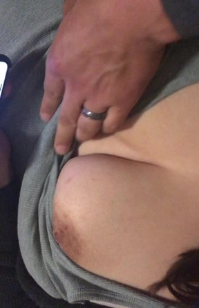 Playing with Latina wife titties