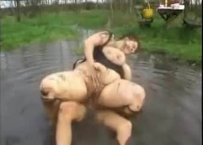 Fuck-pig gets Manhandled in the Mud Puddle