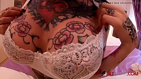 Busty tattooed sex fiend Megan Inky gets a creampie