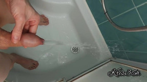 Kris peeing urinates in the shower