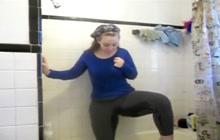Fatty pissing in her tights
