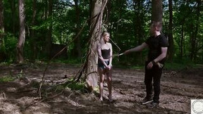Submissive Goddess Rory Knox Getting Bound to a Tree for Face Fucking, Piss, and Booty Eating inside the Forest
