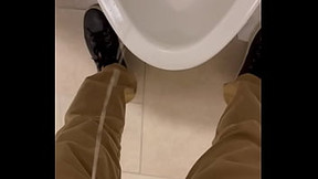 Peeing in public restroom