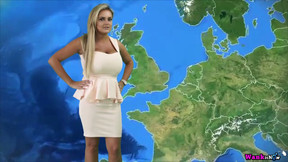Luscious and sexy weather girl stuns her online viewers with nude report