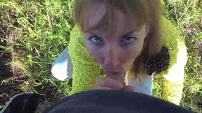 Russian COUGAR agrees to risky lovemaking in the park with a stranger. POINT OF VIEW Public Deep Throat and Doggy Style