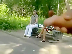 Crazy russian guy jerks off in public and annoys girls