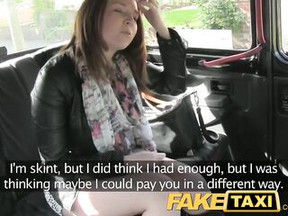 FakeTaxi Ballsy red head pays with a oral-job