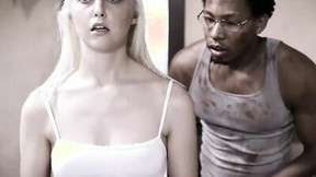 Tiny blonde teen seduced by a black stud and ravaged