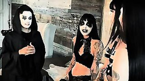 Hardcore And Small Tits BFFS - Tattooed Goth Teens Have A Bisexual Orgy For Halloween, Group Video