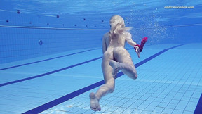 Sexy Elena Proklova underwater mermaid in pink dress
