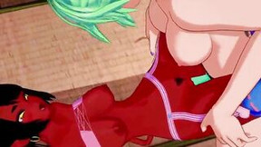 Meru gets strap-on fuck inside pink panties - Meru the Succubus Animated.