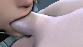 Two 3D Cartoon Babes With a Big Ass Sucking A Big Dick and Getting Fucked in Threesome